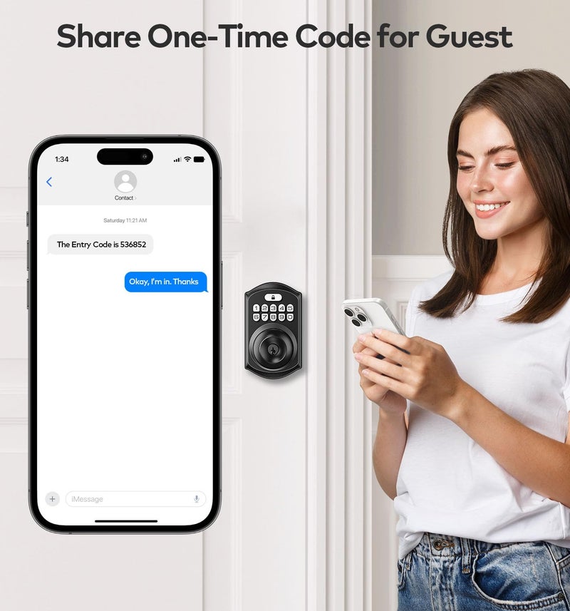 TEEHO Keyless Entry Keypad Door Lock with Handle, Electronic Digital Smart Locks for Front Door, Easy to Install Keypad Deadbolt with Code for Bedroom, Anti-Peeping Password - Matte Black - Image 4